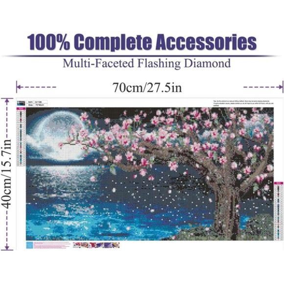 5D Lake Diamond Painting, Diamond Painting Moon Kits for Adults,DIY Full Drill - Picture 3 of 6
